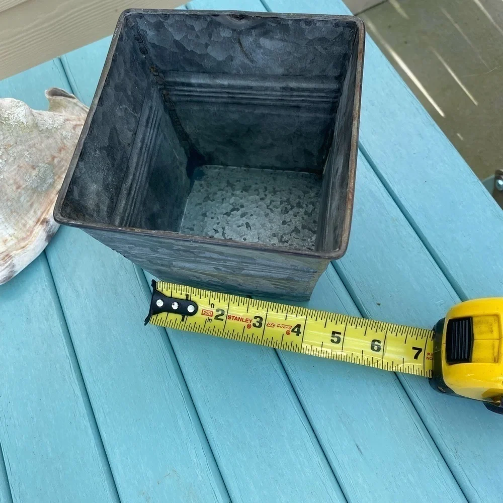 Galvanized Metal Container 5.5” square, 5.5” tall, 4” square bottom. - Picture 6 of 7